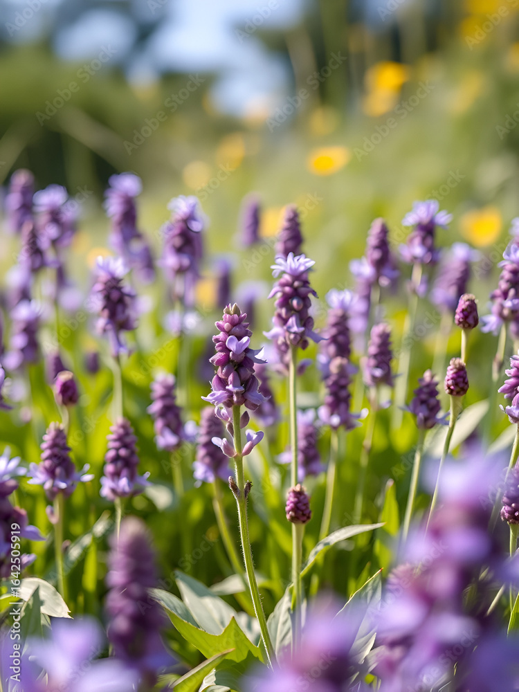 Naklejka premium Extreme close-up of purple flowers growing outdoor vector illustration