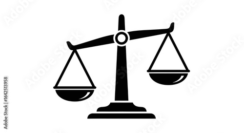 Weighing Scales Icon Symbolizing Justice and Balance on an Isolated White Background