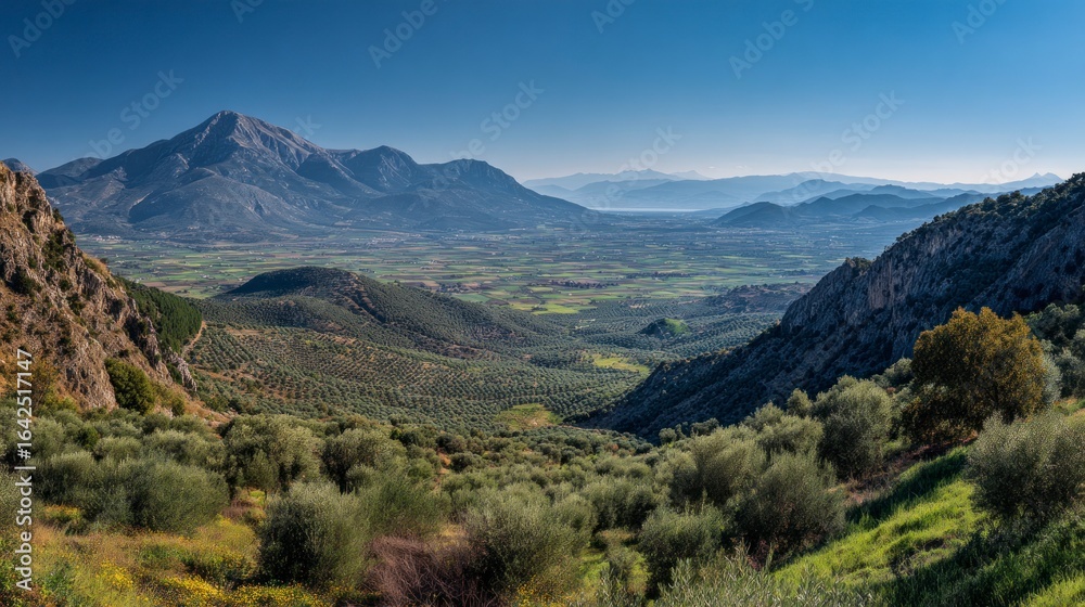 Naklejka premium Mountain valley landscape view