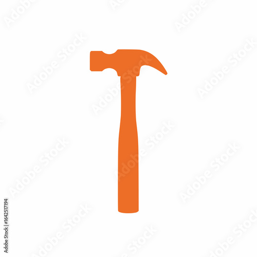 Solid orange hammer silhouette vector on, white background no text