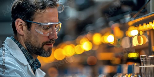 Scientist Working in Laboratory with Glassware, Researcher Analyzing Samples in Lab, Chemistry Experiment in Progress