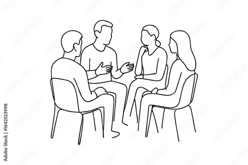 Group Discussion continuous one line drawing minimalism design Group Discussion continuous one line drawing minimalism design