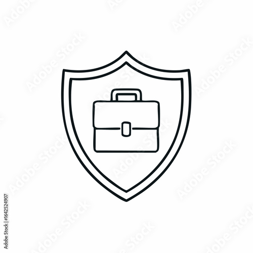 Minimalist line art icon symbolizing business security, financial protection, and employment insurance.