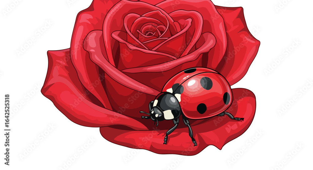 Obraz premium ladybird on red rose natures perfect valentines day symbol