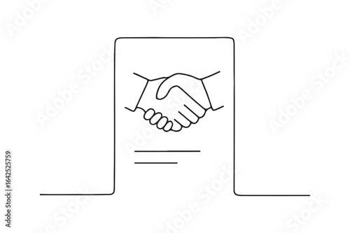 Partnership Agreement Document continuous one line drawing minimalism design