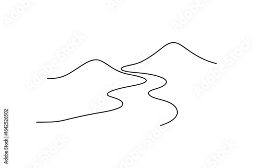 River Flow continuous one line drawing minimalism design