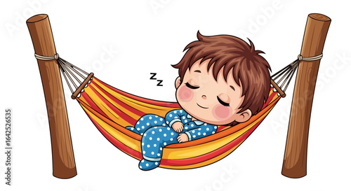 peaceful child sleeping tranquilly in hammock sweet dreams illustration
