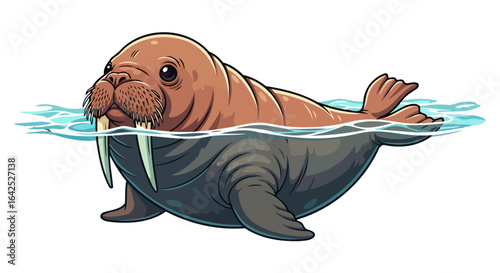 adorable walrus cartoon perfect for childrens books and marine life projects