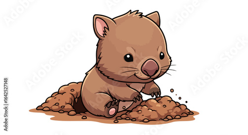 adorable wombat digging burrow cute cartoon for kids projects