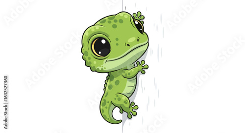 adorable gecko climbing wall perfect for childrens books and cute branding