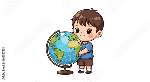 cute boy embraces globe fostering global citizenship education