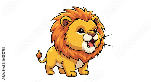 adorable cartoon lion cub roaring perfect for kids projects