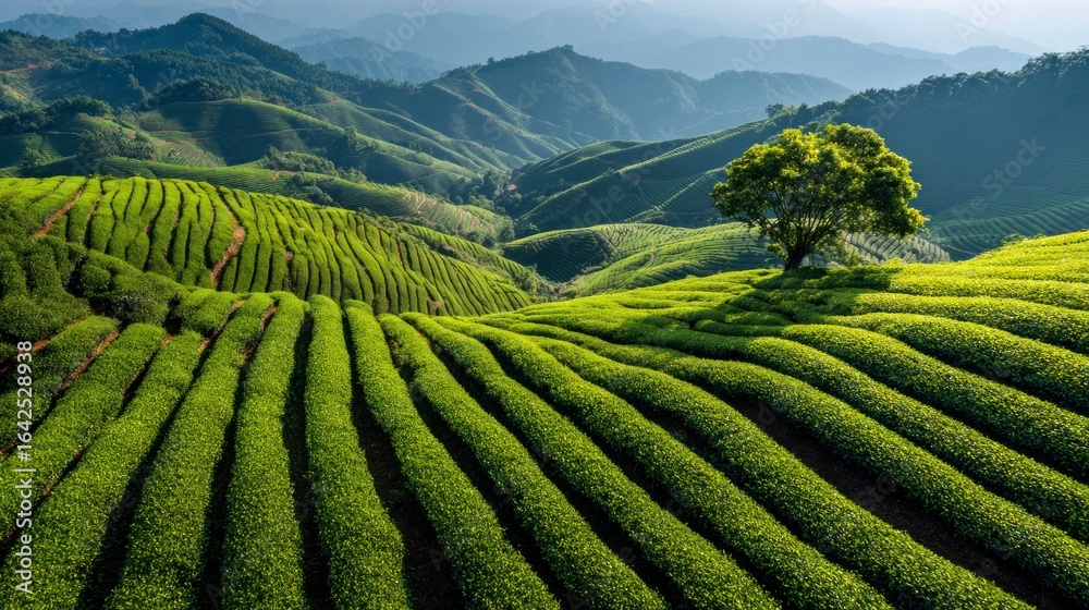 Fototapeta premium Scenic view of green tea plantations