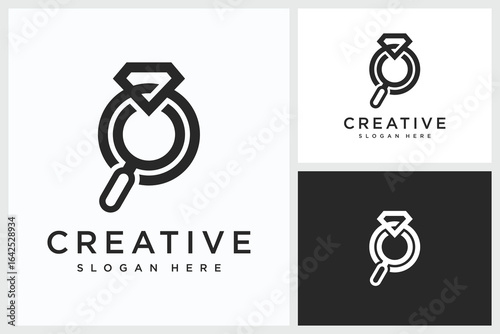 PrintDiamond Search Design Inspiration. Diamond Search Symbol Logo Vector Template Design, Diamond Search Design Logo Vector Illustration