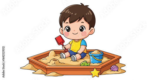happy child playing in sandbox perfect for kids education resources
