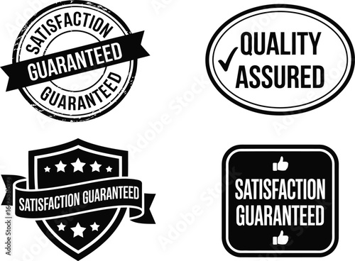 Black and White Satisfaction Guaranteed and Quality Assured Badges