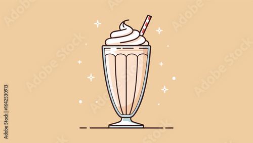 Milkshake illustration vector design, Milkshake logo and icon design
