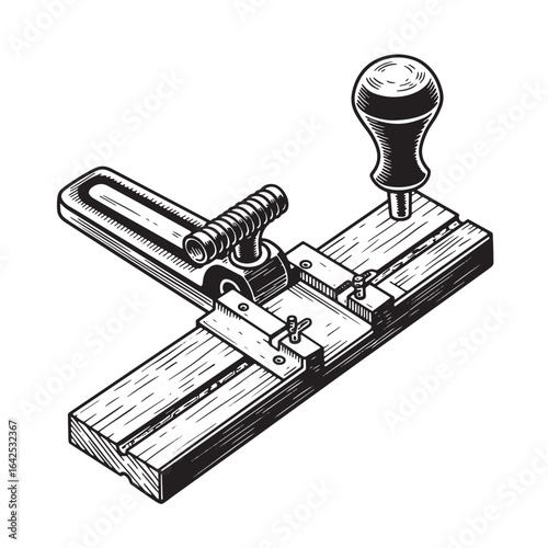 Engraved illustration of a vintage woodworking tool for crafting and joinery projects