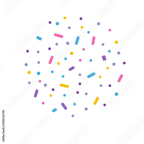Fun and colorful round confetti dots, perfect for party invitations, celebration cards, and festive graphic elements.