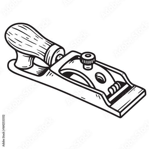 Hand plane wood working tool isolated on white background carpentry instrument design