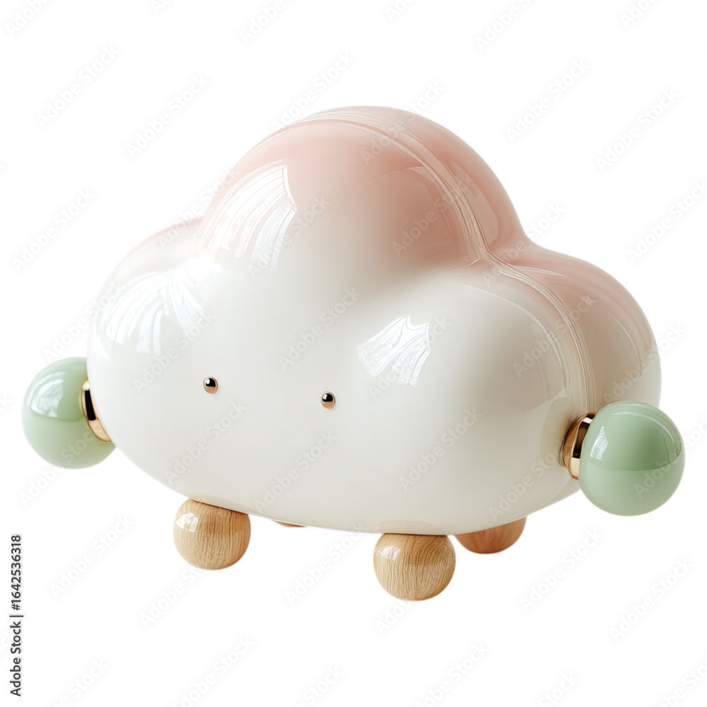 Fototapeta premium Digital cloud with interconnected nodes concept. Cute cloud-shaped lamp, perfect for cozy home decor.