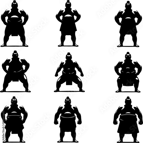 Vector sketch illustration silhouette design character image of sumo athlete traditional Japanese sportsman