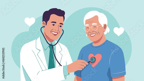 Doctor examining an elderly patient with a stethoscope