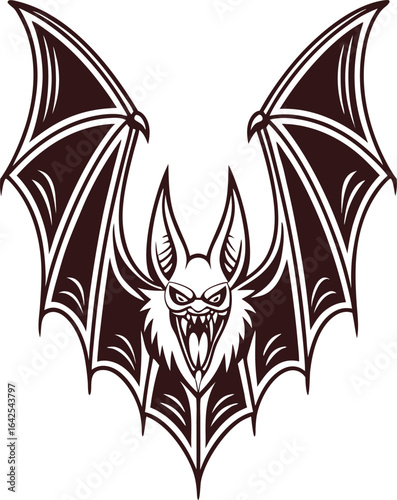 Vampire Bat Illustration with White Lines on Dark Background