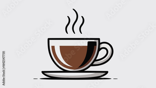 Steaming cup of coffee on a saucer illustration drink