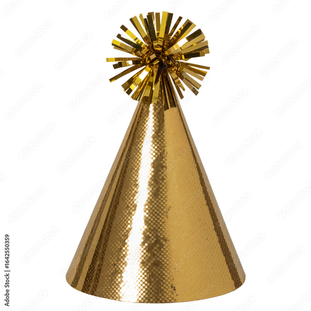 Obraz premium Celebrate with a golden party hat for birthdays new year's eve and festive occasions png isolated on transparent background