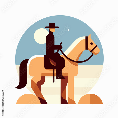 flat illustration of a person riding a horse