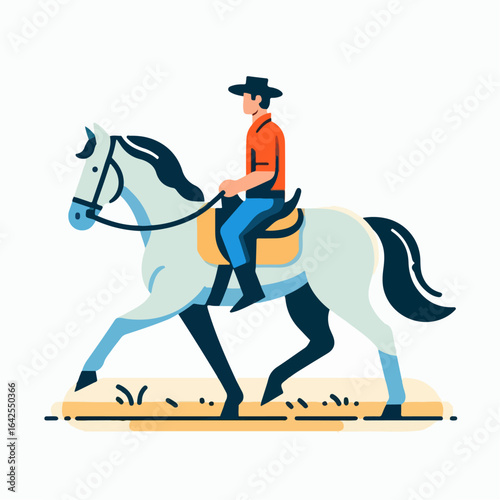 flat illustration of a person riding a horse