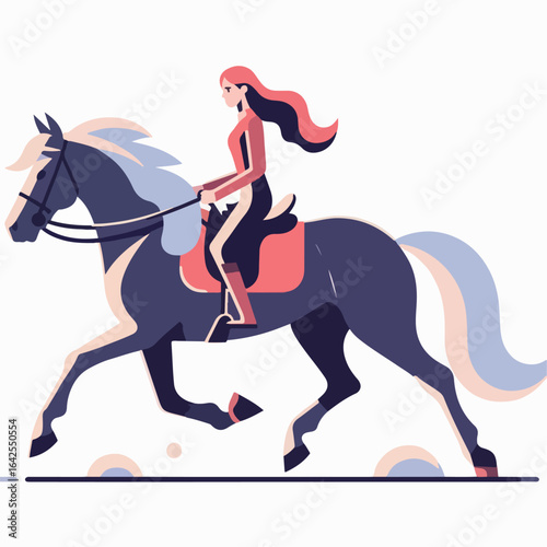 flat illustration of a person riding a horse