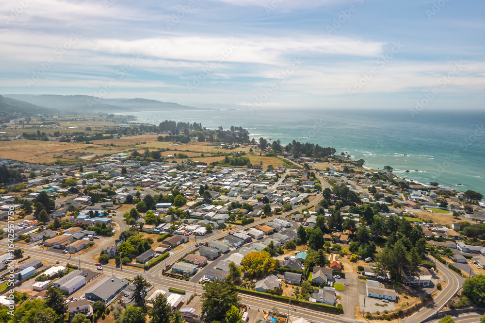 Fototapeta premium City of Brookings, Oregon, drone shot.