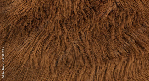 A close up shot of brown faux fur fabric texture with long fibers creating a cozy appearance