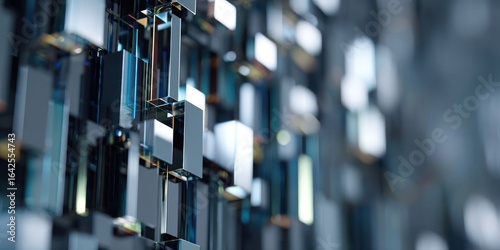 Abstract geometric wall of interlocking cubes