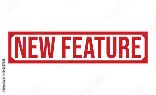 Bold Red New Feature Stamp Isolated on White Background Announcing Product Updates