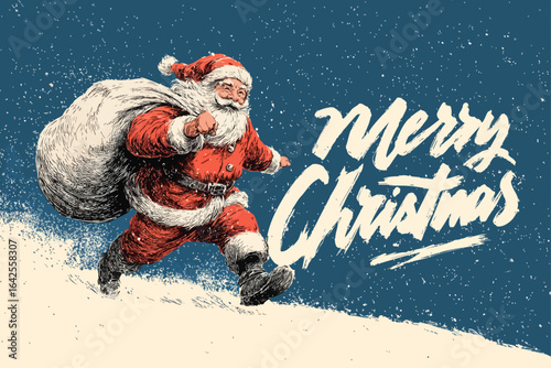 Santa Claus with a huge gift bag