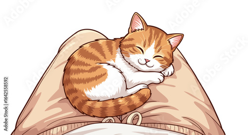 adorable kitten napping peacefully on lap perfect for pet lovers