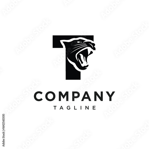 Letter T Black Panther Logo Icon vector