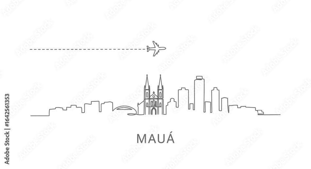 Fototapeta premium Maua Skyline Plane with Travel, and Minimal.