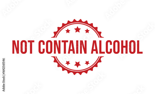 Red Not Contain Alcohol Label Design with Star Embellishments and Circular Border