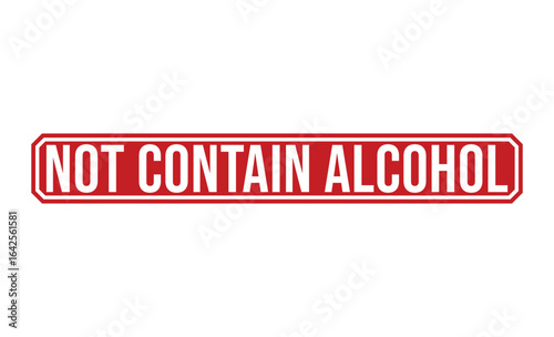 Red 'Not Contain Alcohol' Sign with White Text on a White Background Image