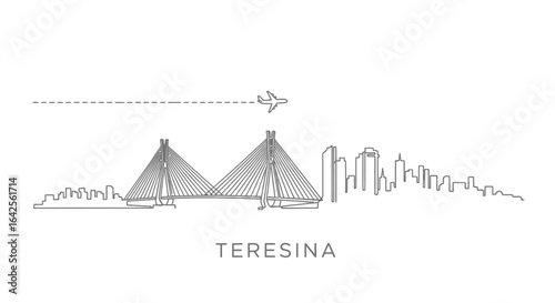 Teresina Skyline Minimalistic Vector Cityscape.