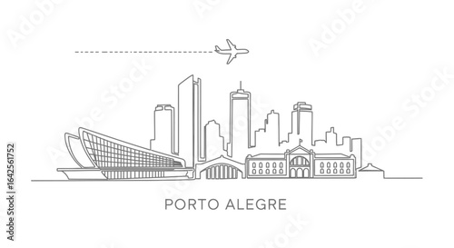 Porto Alegre Skyline Vector with Brazil Travel.
