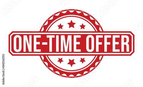 Red Rubber Stamp Featuring OneTime Offer Text and Star Accents for Promotions and Sales