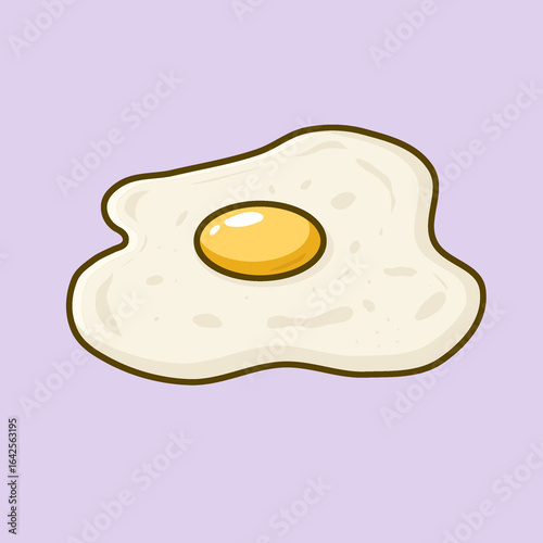 Fried Egg Cartoon Illustration With Background 
