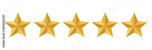 Five star rating review golden stars customer satisfaction feedback excellent service award png isolated on transparent background
