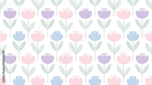 Seamless Floral Line Art Background Pattern