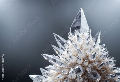 clear mineral crystal with dark background